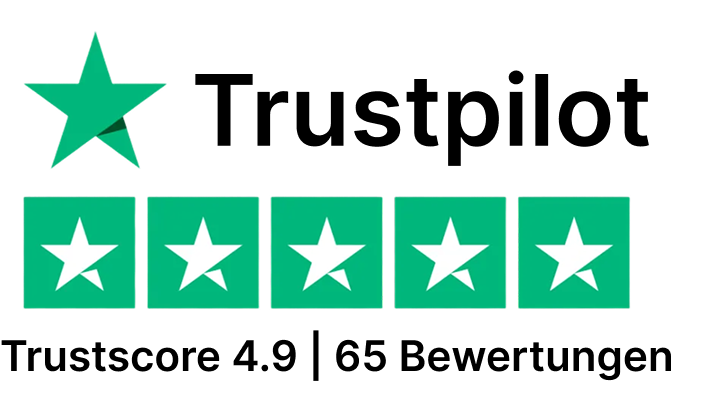 Trustpilot · Trustscore 4.9 von 5 aus 65 Bewertungen